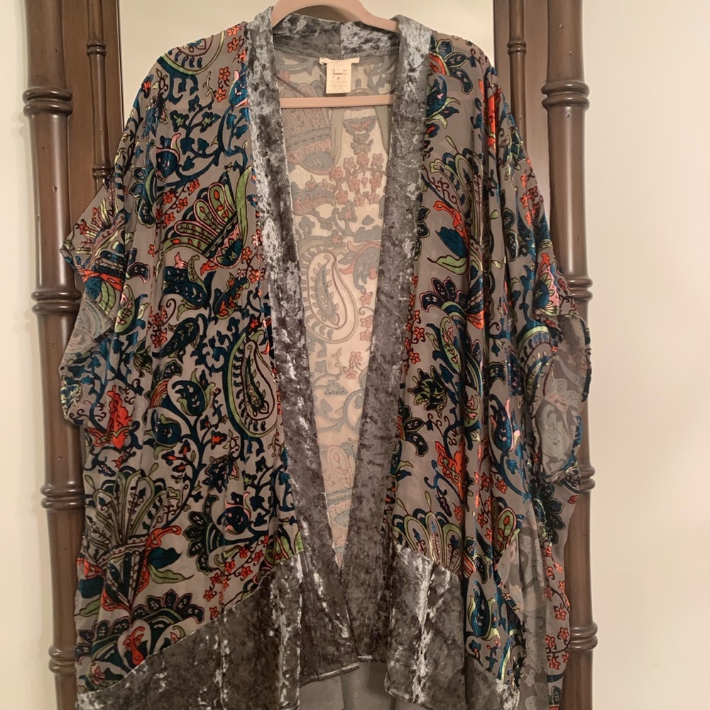 Velvet multicolor One size shawl/cardigan